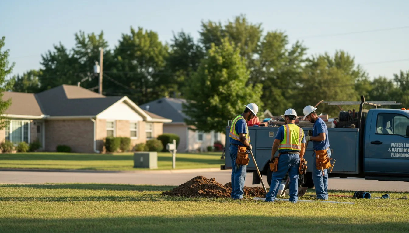 Residential water line and bathroom plumbing service in Luana, IA